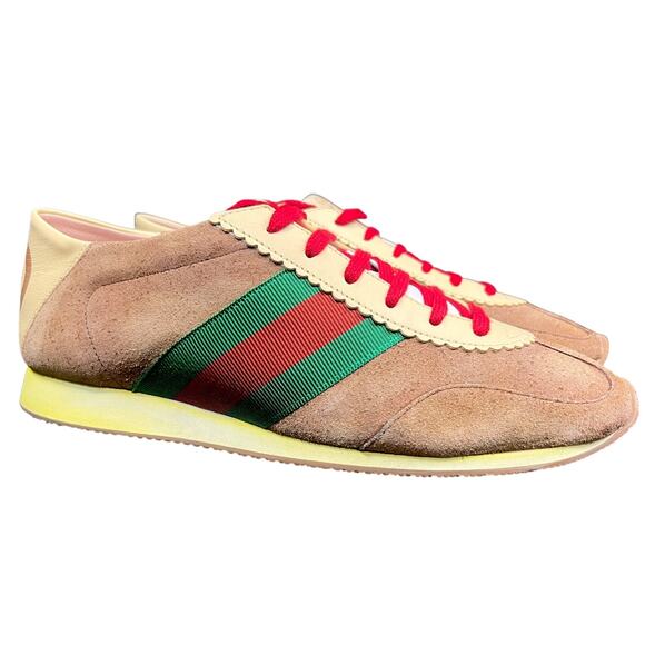 Gucci Men\'s US 9 Brown Suede Web Rocket Sneakers Casual Luxury $750 Retail main image 7